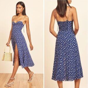 Reformation Juliette Midi Dress, Moray Blue Print